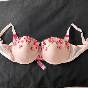 Adore Me Daphne Floral Embroidered Push Up‎ Bra Balconette 36 DDD
